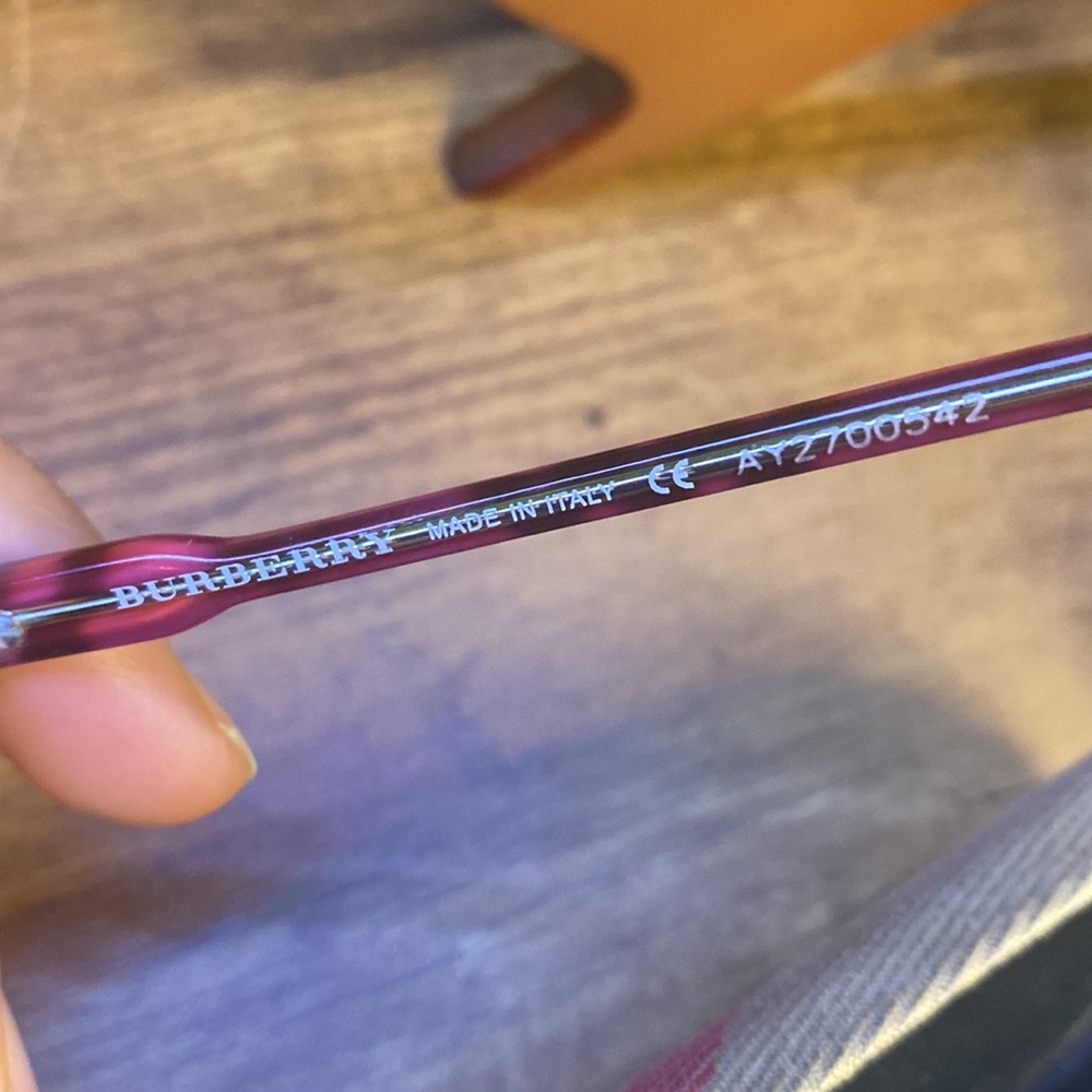 Burberry Rectangular Eyeglasses Red Clear Silver … - image 8